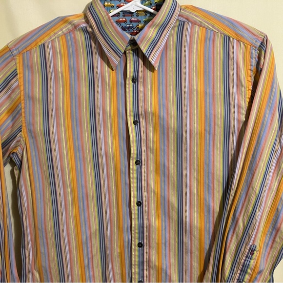 Robert Graham Men's Multicolor Flipped Cuff Long Sleeve Button Up Shirt Size 2XL - Picture 2 of 11